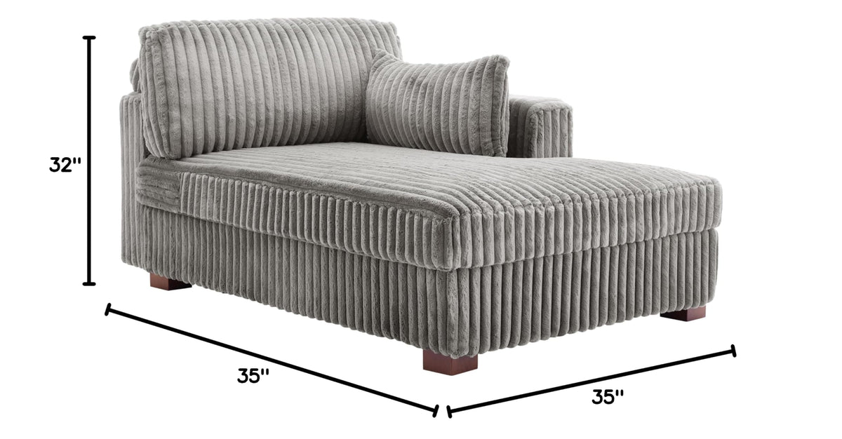 Oversized Faux Fur Upholstered Chaise Lounge Chair with Left Armrest P8236