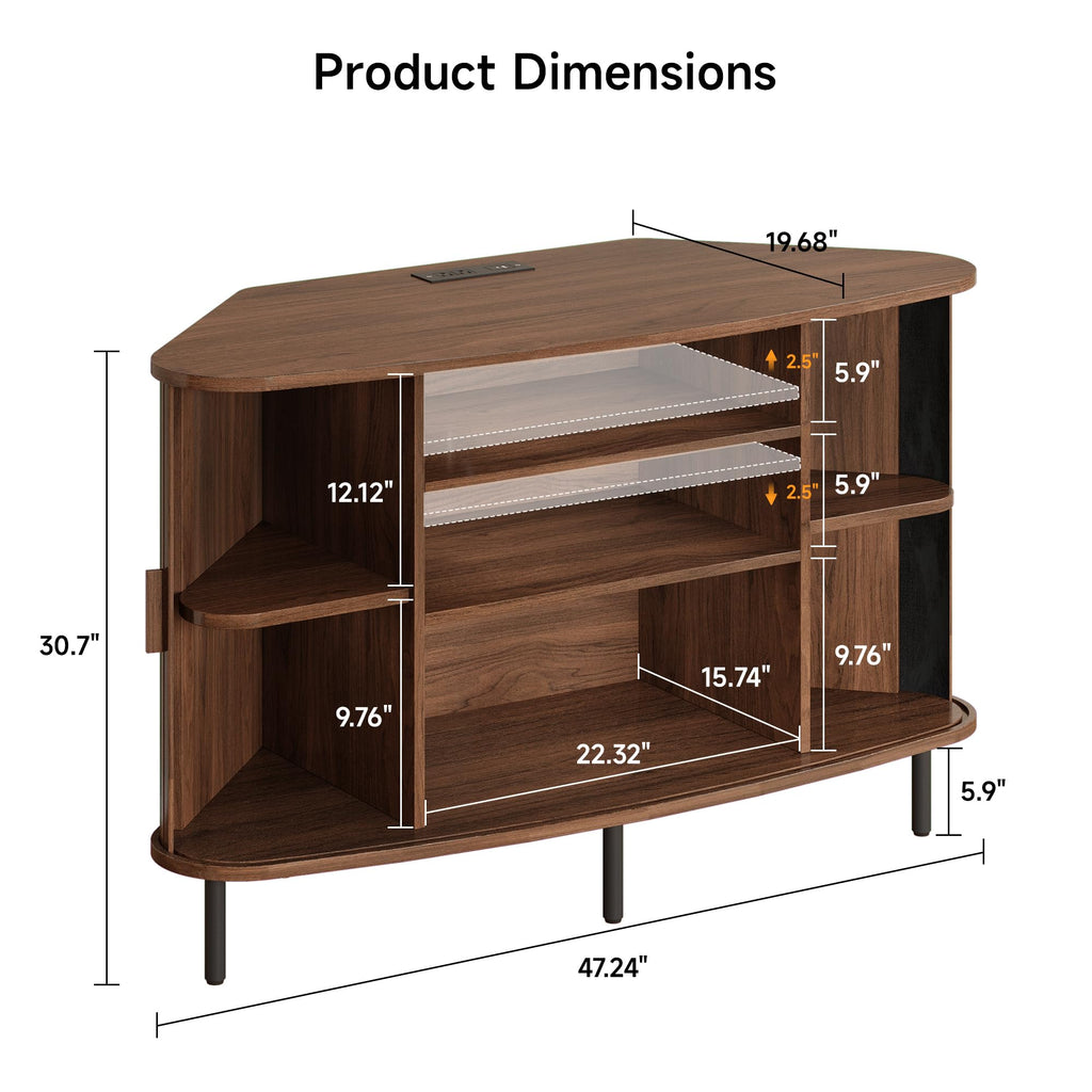 47" Walnut Corner TV Stand R10162