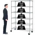 6-Tier Heavy Duty Steel Wire Shelving Unit with Wheels I633254