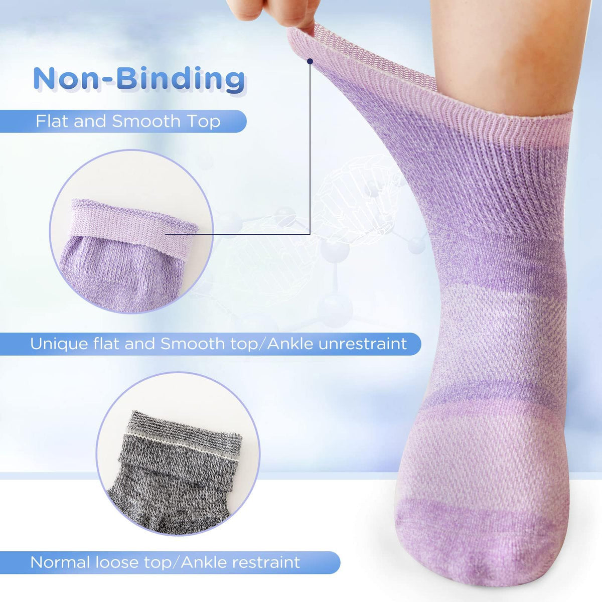 Bamboo Viscose Non Binding Ankle Socks 6 Pairs W3070
