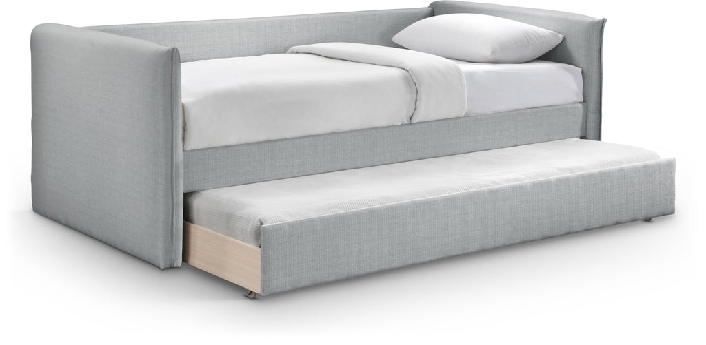 Light Grey Linen Textured Twin Daybed with Trundle W625365