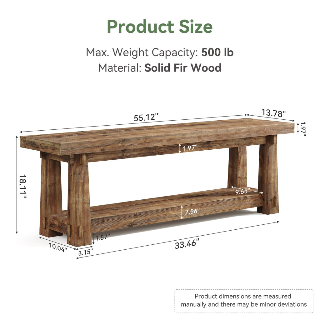 55" Wood Entryway Bench with Shoe Storage E659703