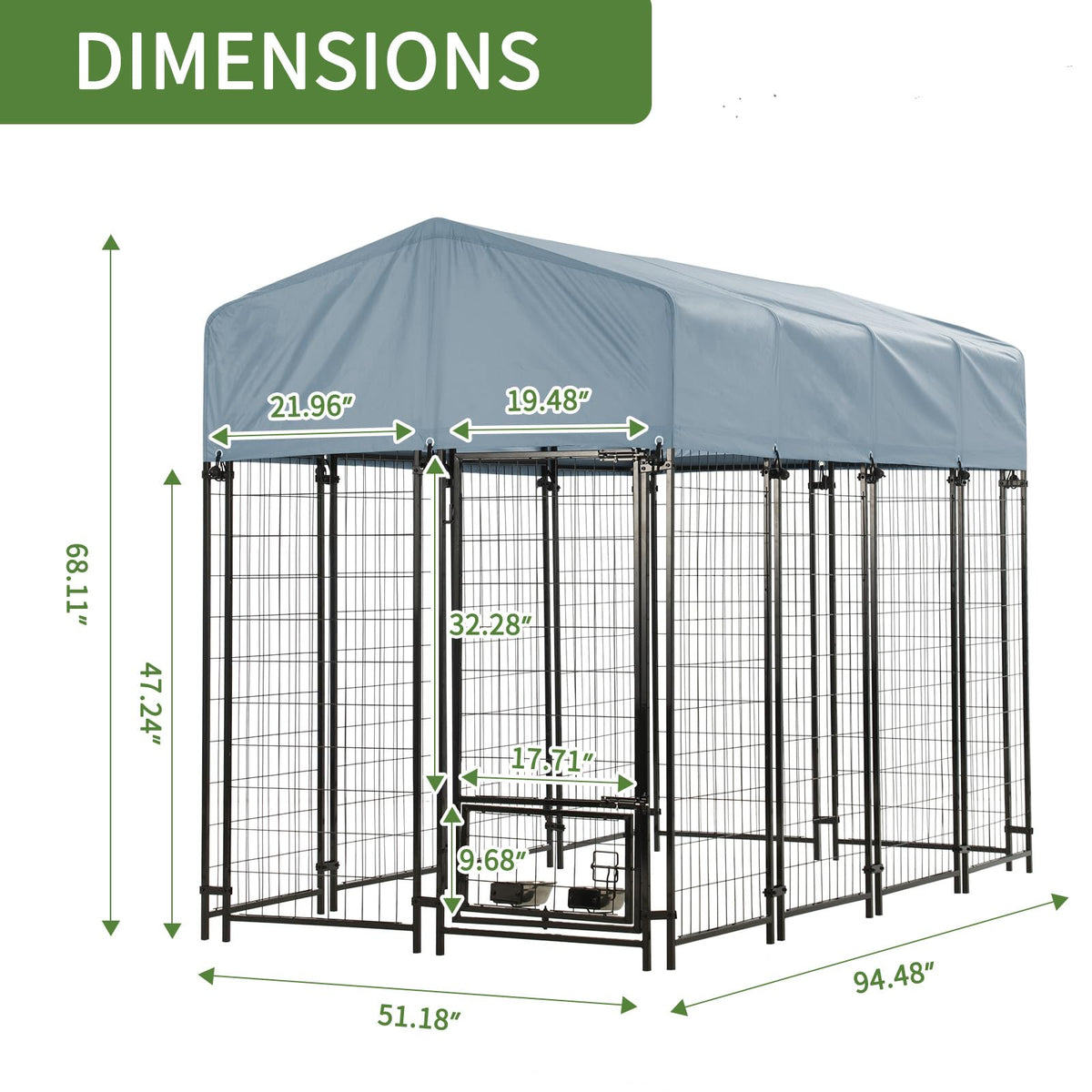 8'x4'x6' Outdoor Dog Kennel with Roof E614