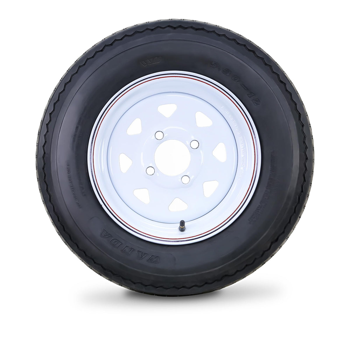 5.30-12 Trailer Tire & Wheel 6-Ply White Spoke Rim S9691