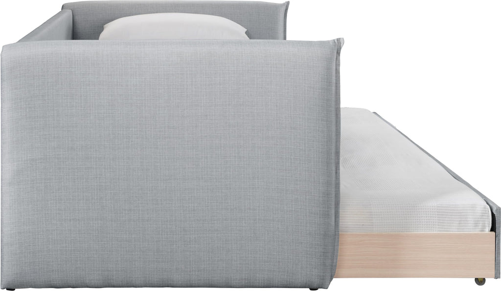 Light Grey Linen Textured Twin Daybed with Trundle W625365