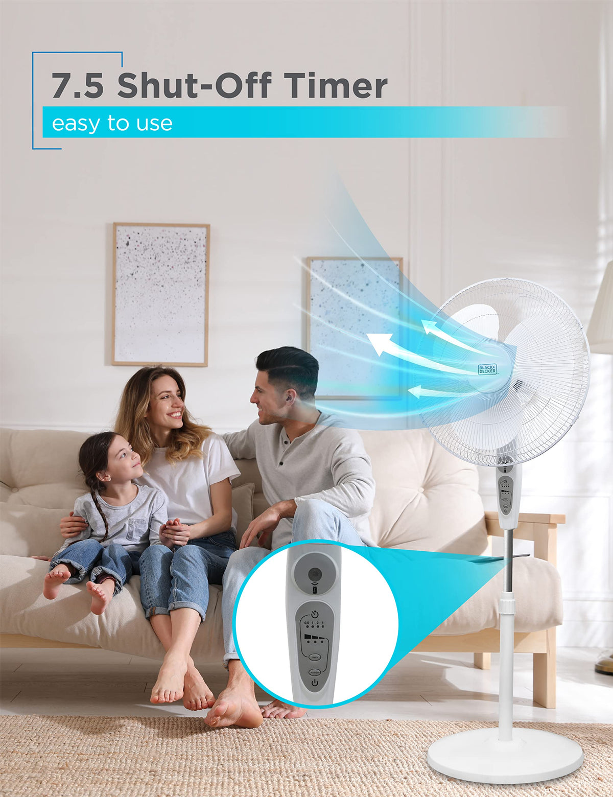 18-Inch Stand Fan with Remote and 3-Speed Settings, White S282