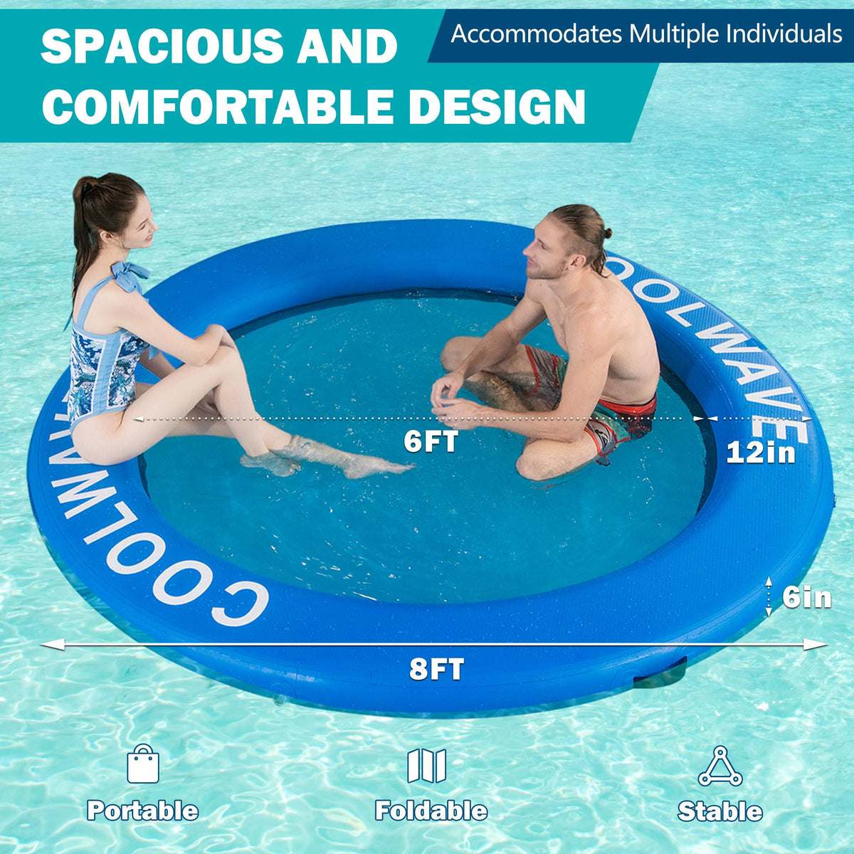 Inflatable Water Hammock Floating Dock with Cup Holders E705428