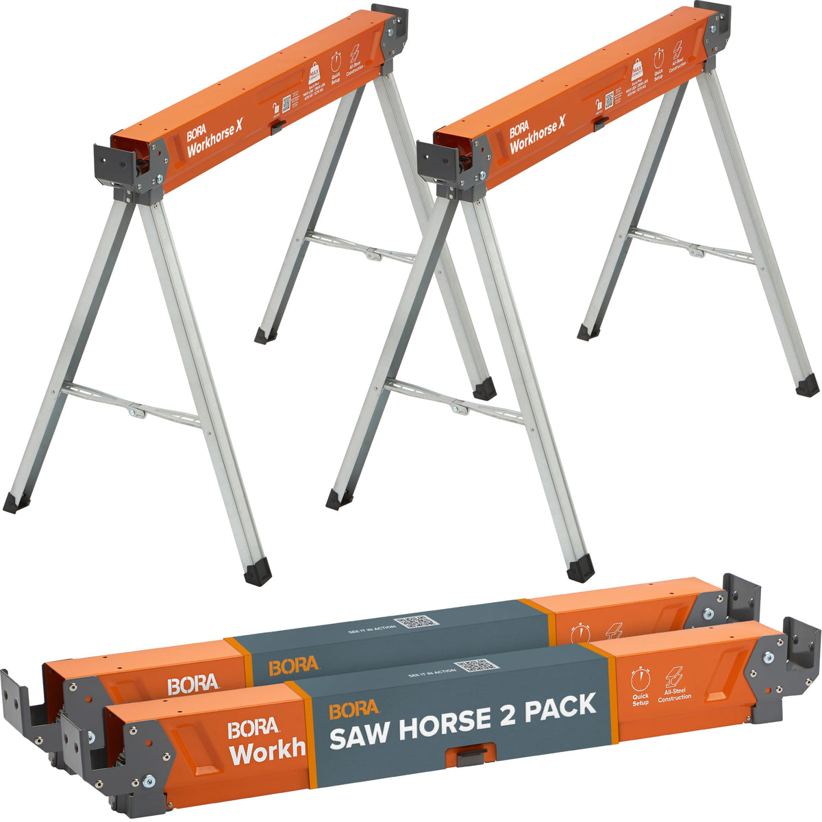 2 Pack Folding Heavy Duty Metal Sawhorse Z297232