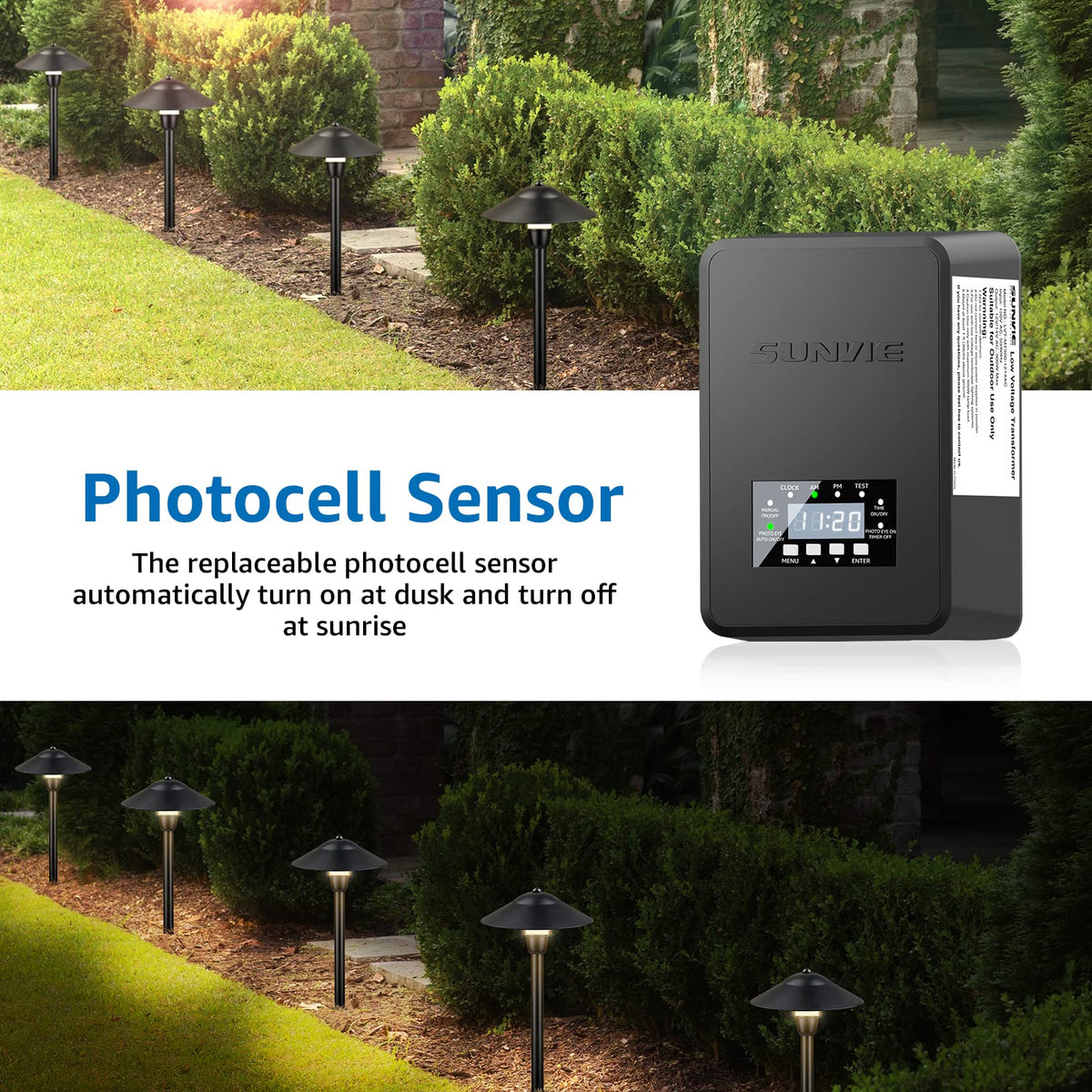 200W Landscape Lighting Transformer with Timer and Photocell Sensor O54110