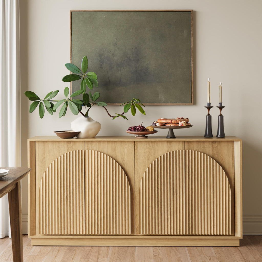65" Oak Sideboard Buffet Cabinet with Storage T512338