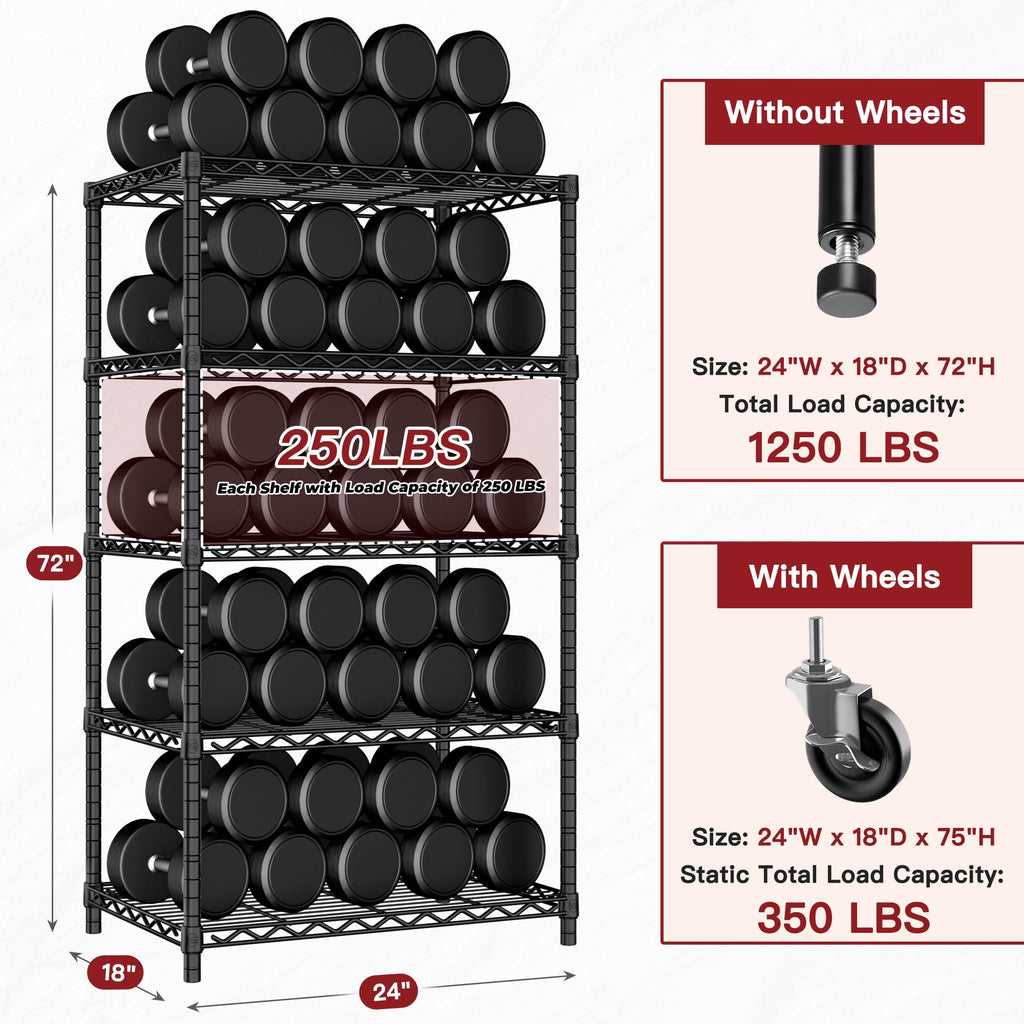 Wire Storage Rack with Wheels Metal Shelving E803197