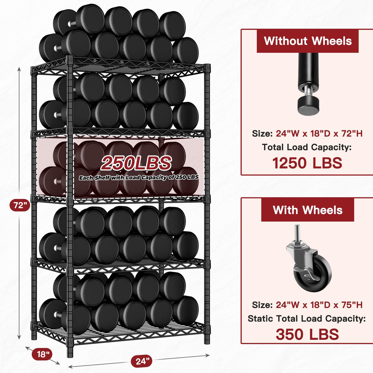 Wire Storage Rack with Wheels Metal Shelving E803197
