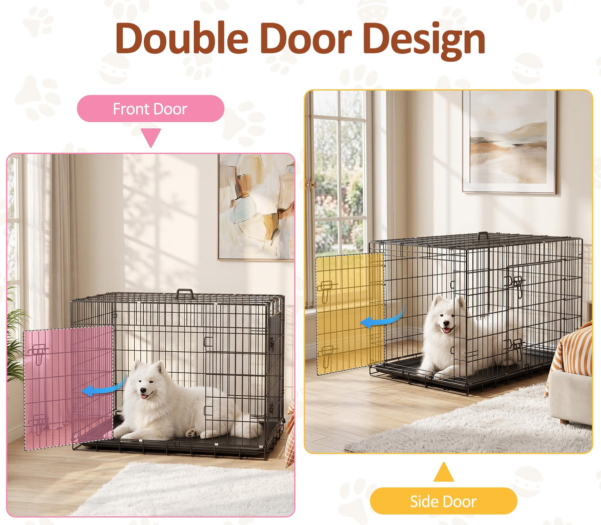 48 inch Folding Metal Wire Dog Crate with Double Door Z609