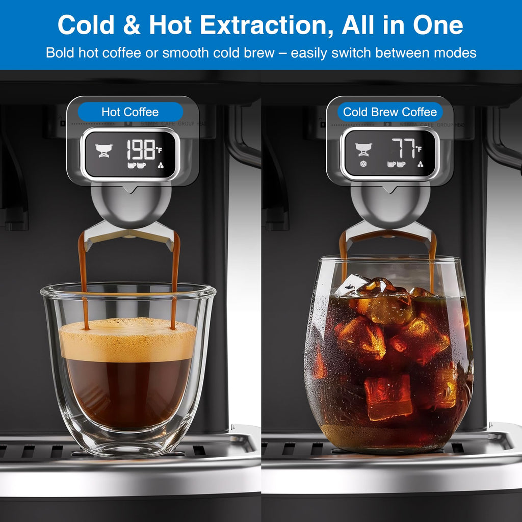 Espresso Machine with Grinder, PID & Programmable Settings, Black I3789