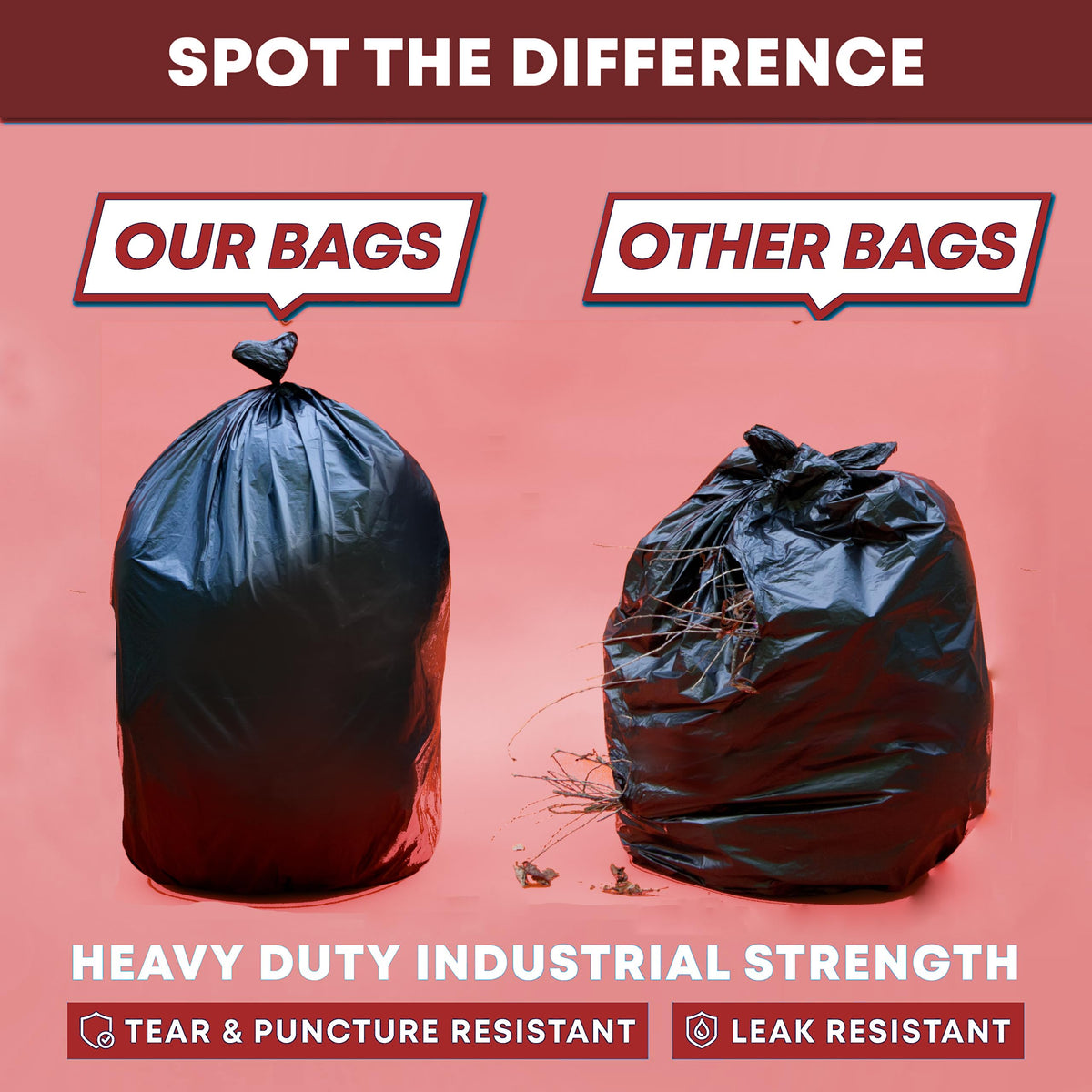45 Gallon Heavy Duty Black Trash Bags 100 Count C1087