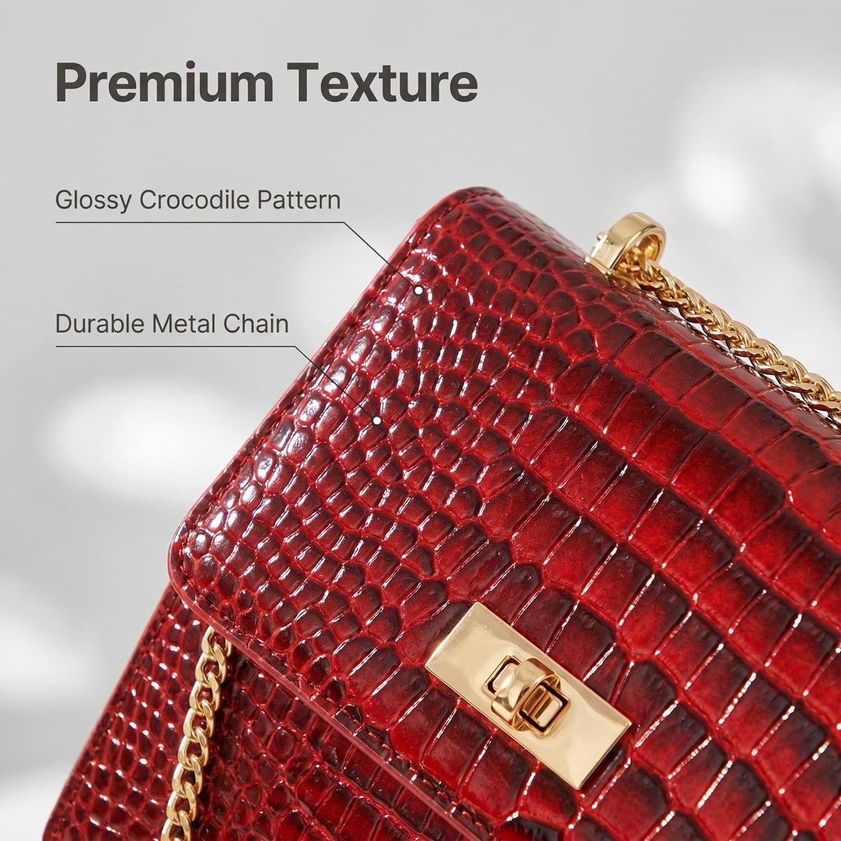 Crocodile Embossed PU Mini Crossbody Clutch Y369