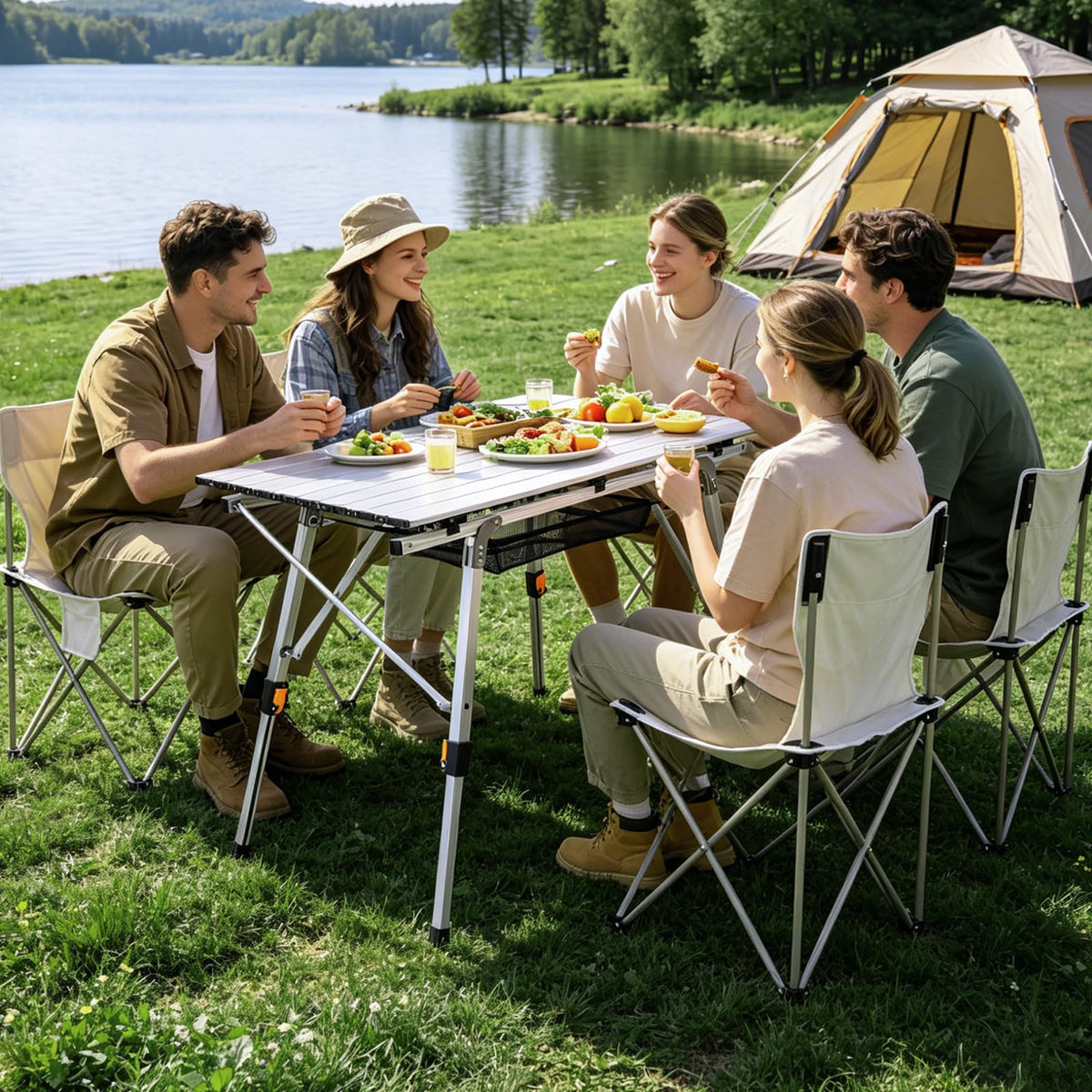 Lightweight Aluminum Folding Camping Table White F929