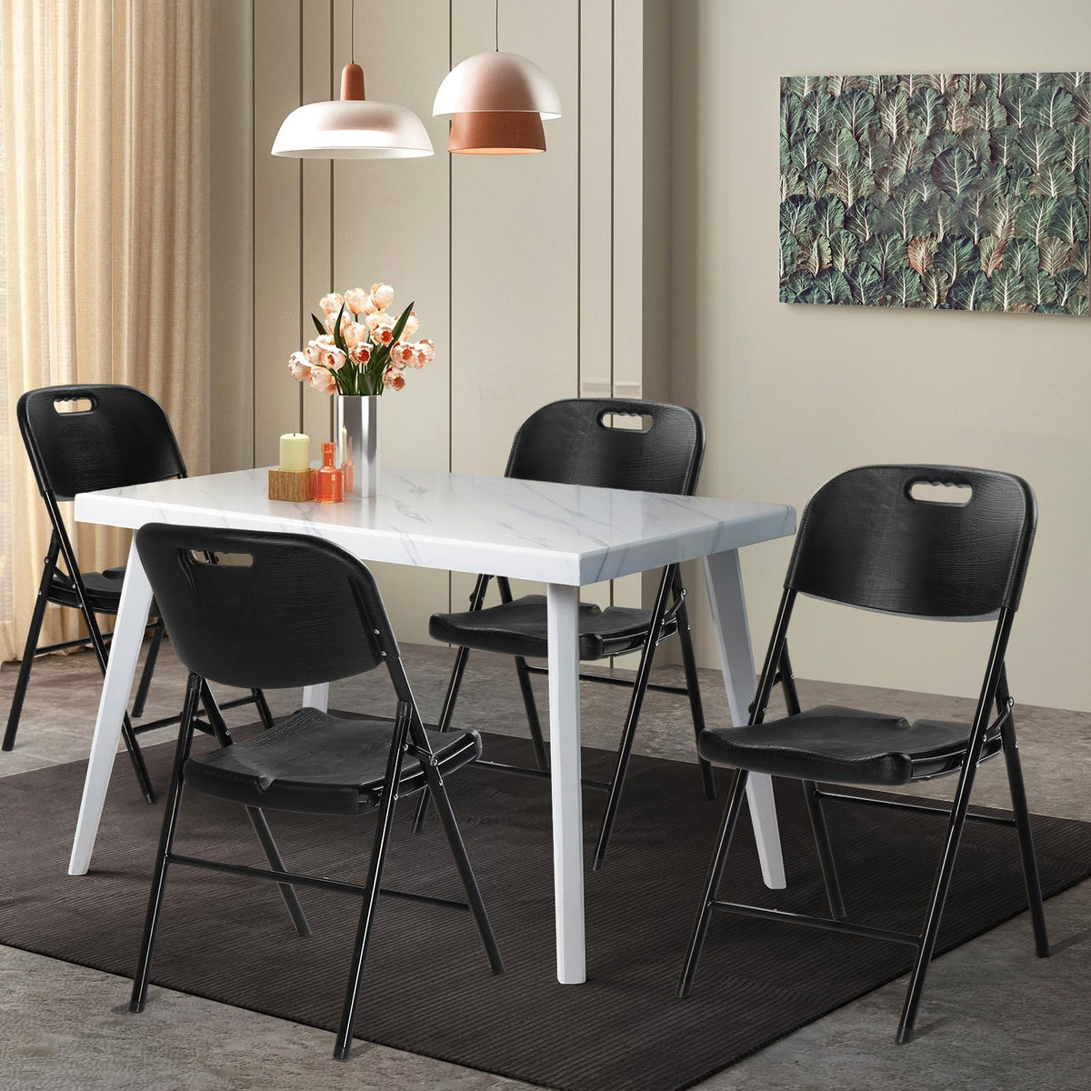 Dark 4 Pack HDPE Folding Chairs with Steel Frame Y303