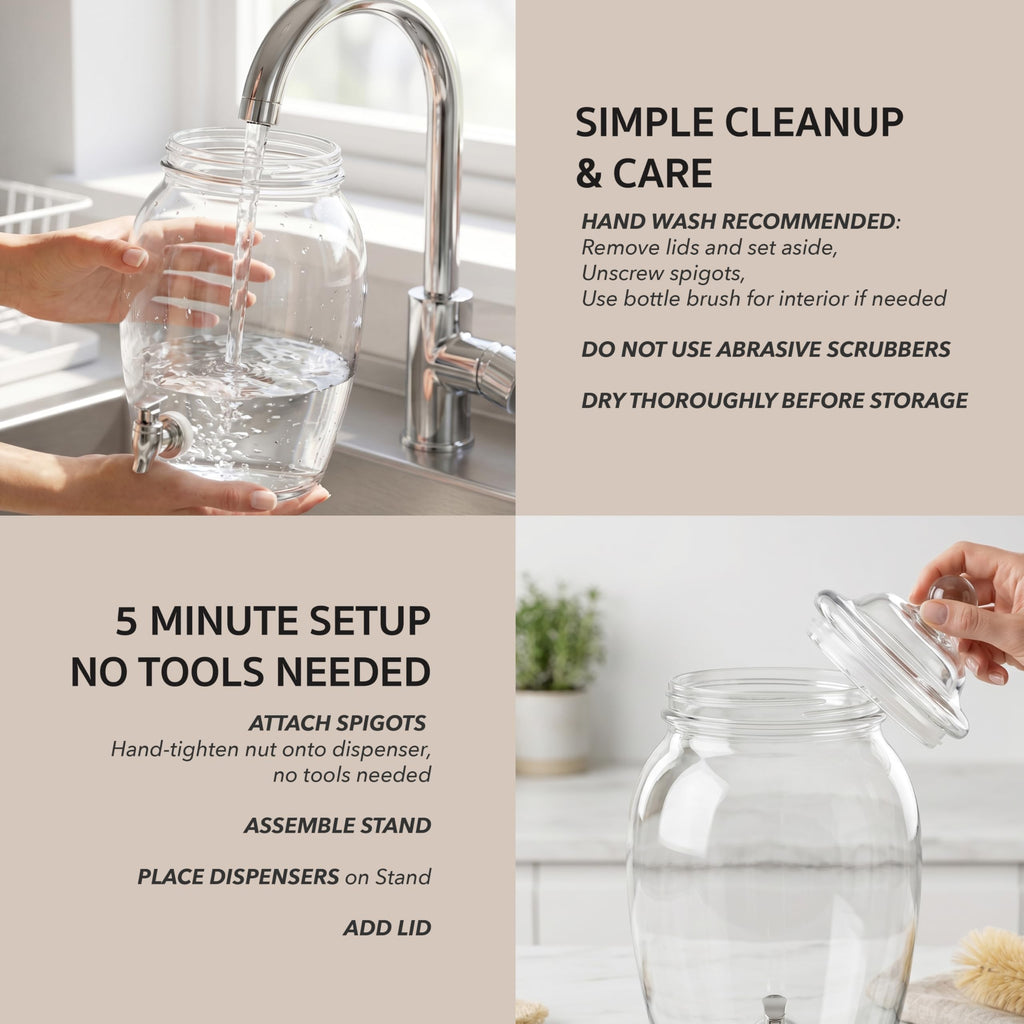 Glass Beverage Dispenser with Metal Stand 2 Gal W28162