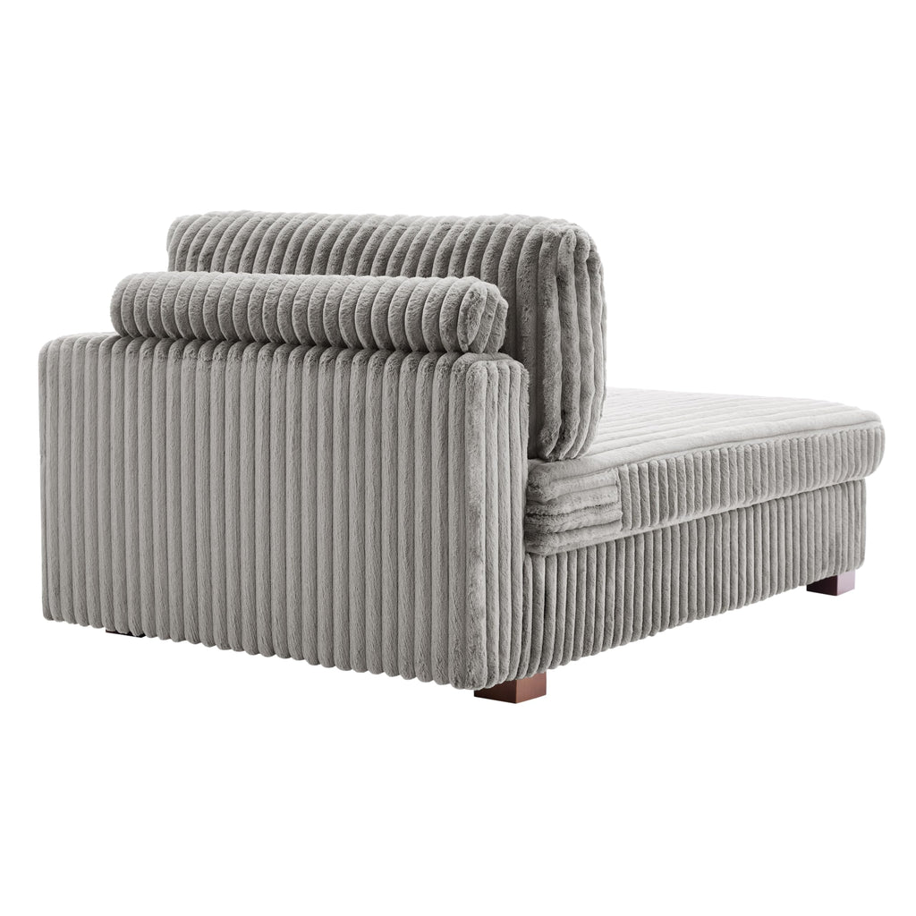 Oversized Faux Fur Upholstered Chaise Lounge Chair with Left Armrest P8236