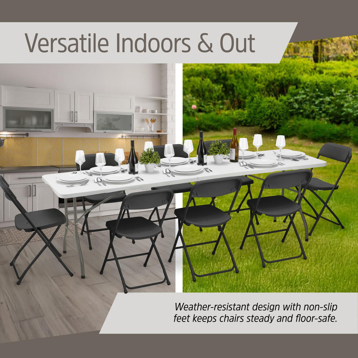 10 Pack Black Plastic Folding Chairs I592