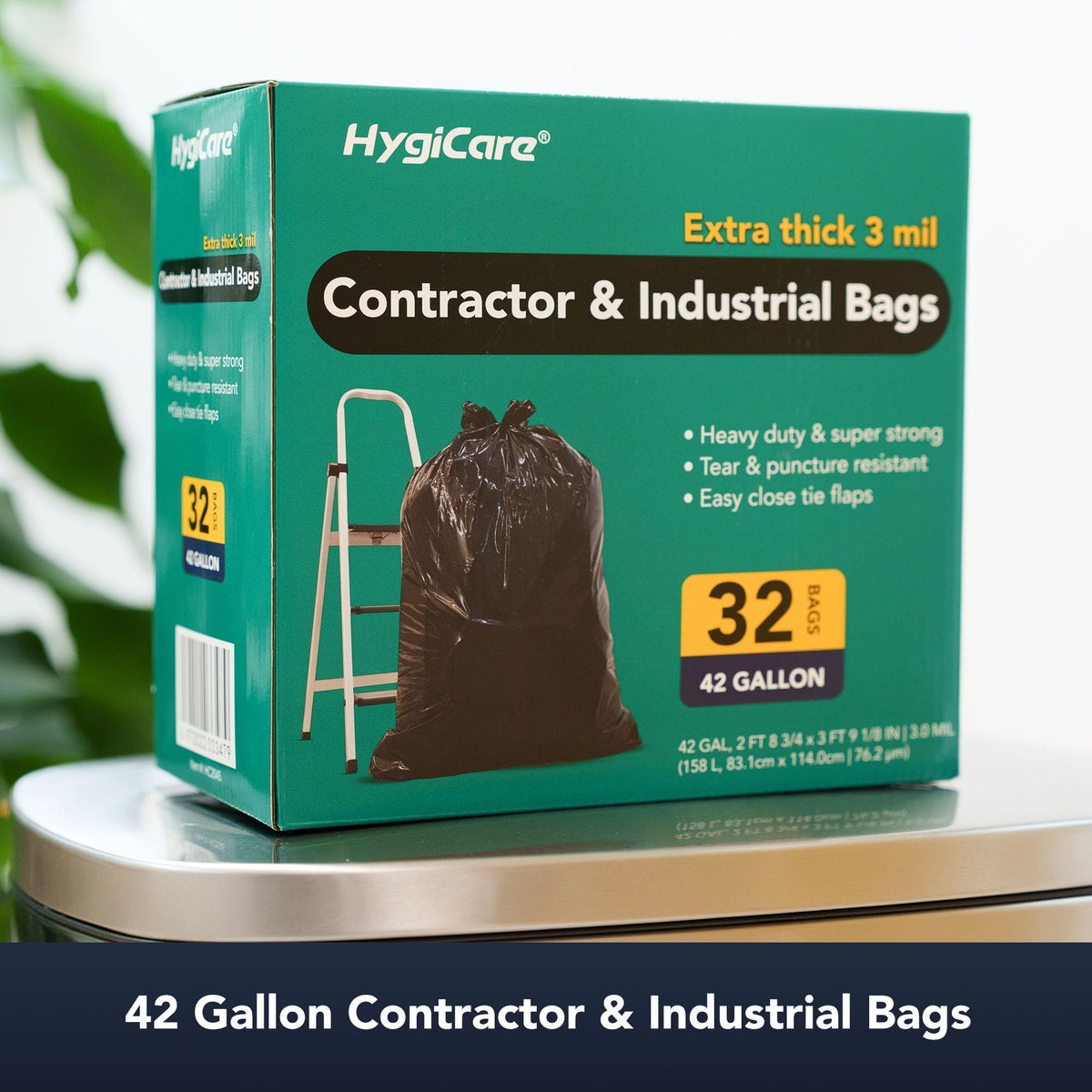 42 Gallon Extra Thick 3MIL Heavy Duty Bags with Tie Flaps, 32 Count I65268