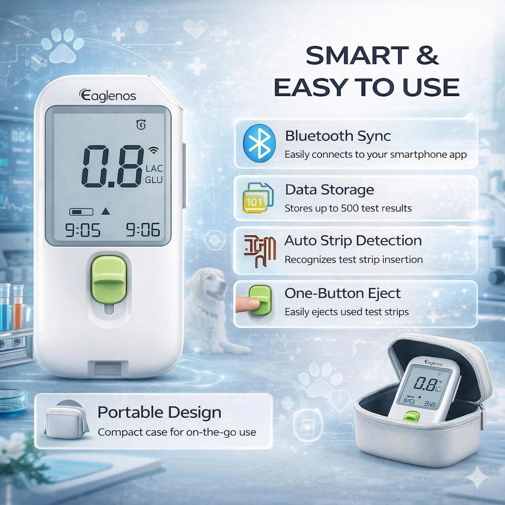 Pet Glucose & Lactate Monitor Kit with 25 Glucose Strips & 25 Lactate Strips N7167