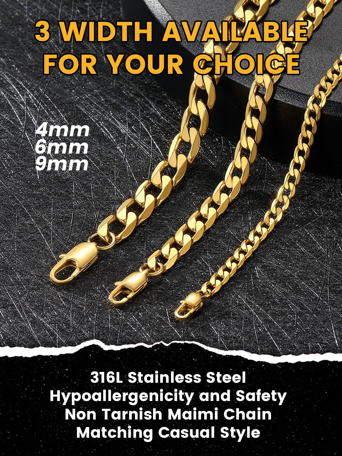 Stainless Steel Figaro Chain Necklace Y647888
