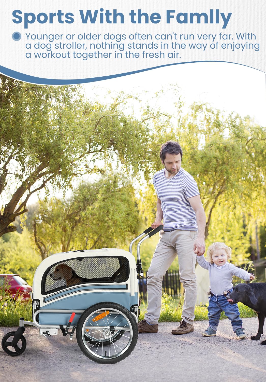 2 in 1 Pet Bicycle Trailer with 6" Stroller Wheel Y268
