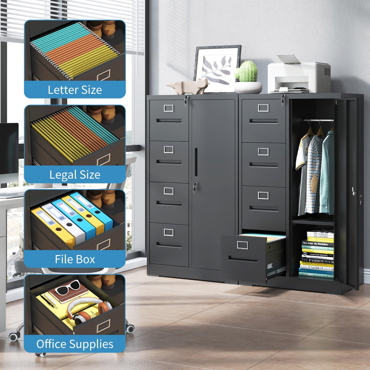 4 Drawer Metal File Cabinet with Lock E1326