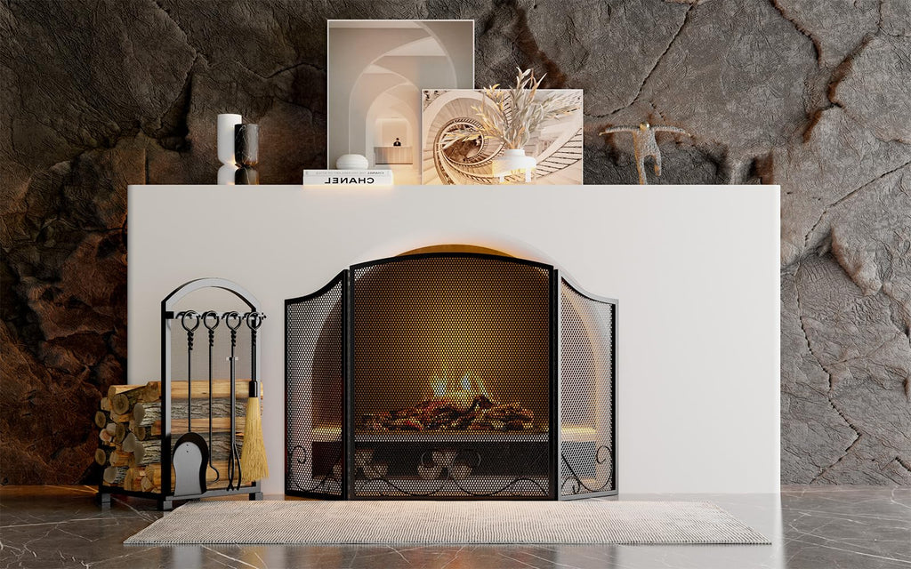 Black Wrought Iron Fireplace Screen X478649