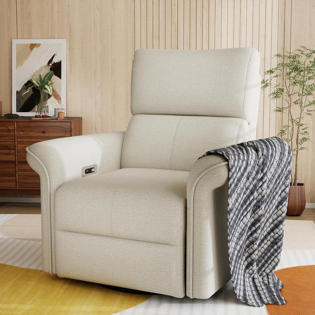 Fabric Light Gray Swivel Rocker Recliner Chair V999