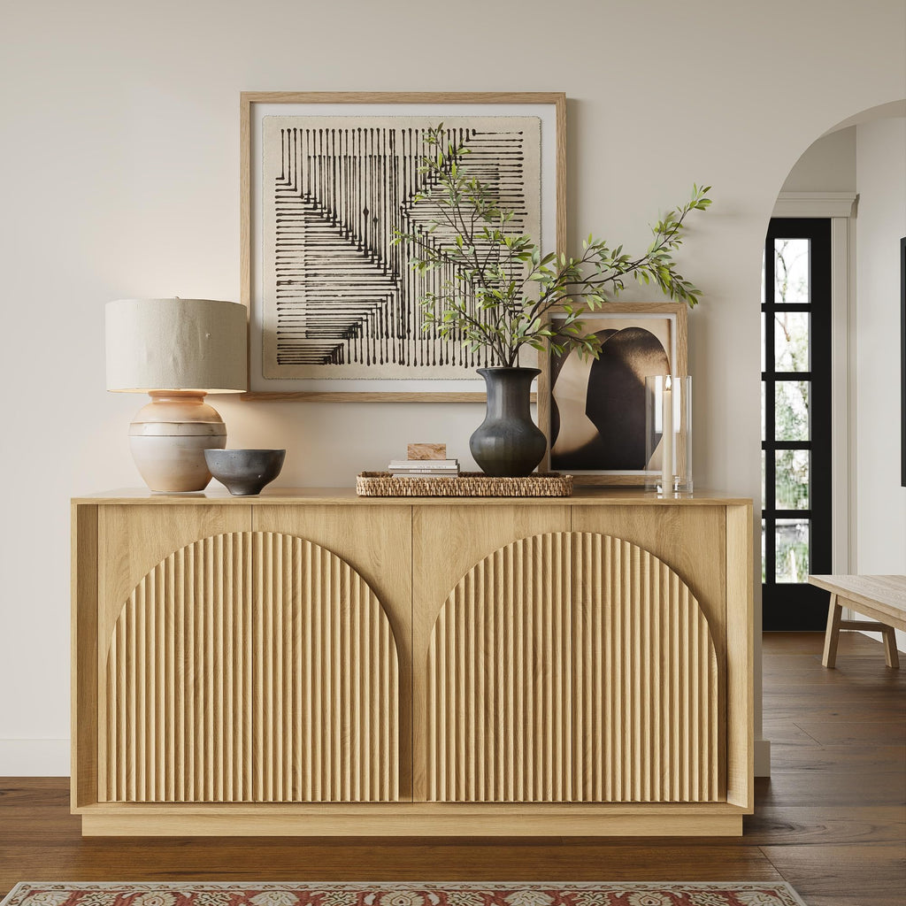 65" Oak Sideboard Buffet Cabinet with Storage T512338