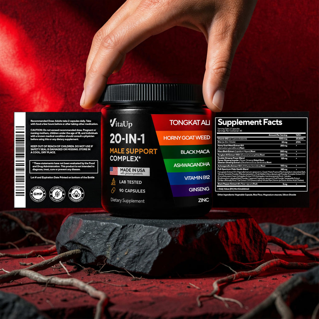 90 Vegan Caps Men Supplements with Tongkat Ali, Black Maca Root, Zinc, Vitamin B12 Q437314