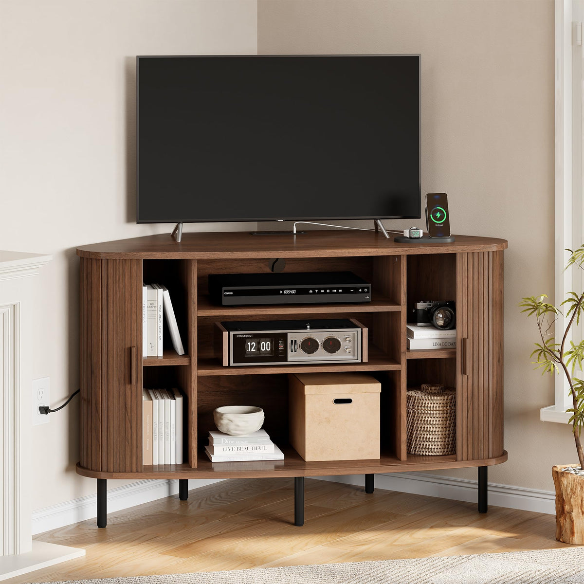 47" Walnut Corner TV Stand R10162