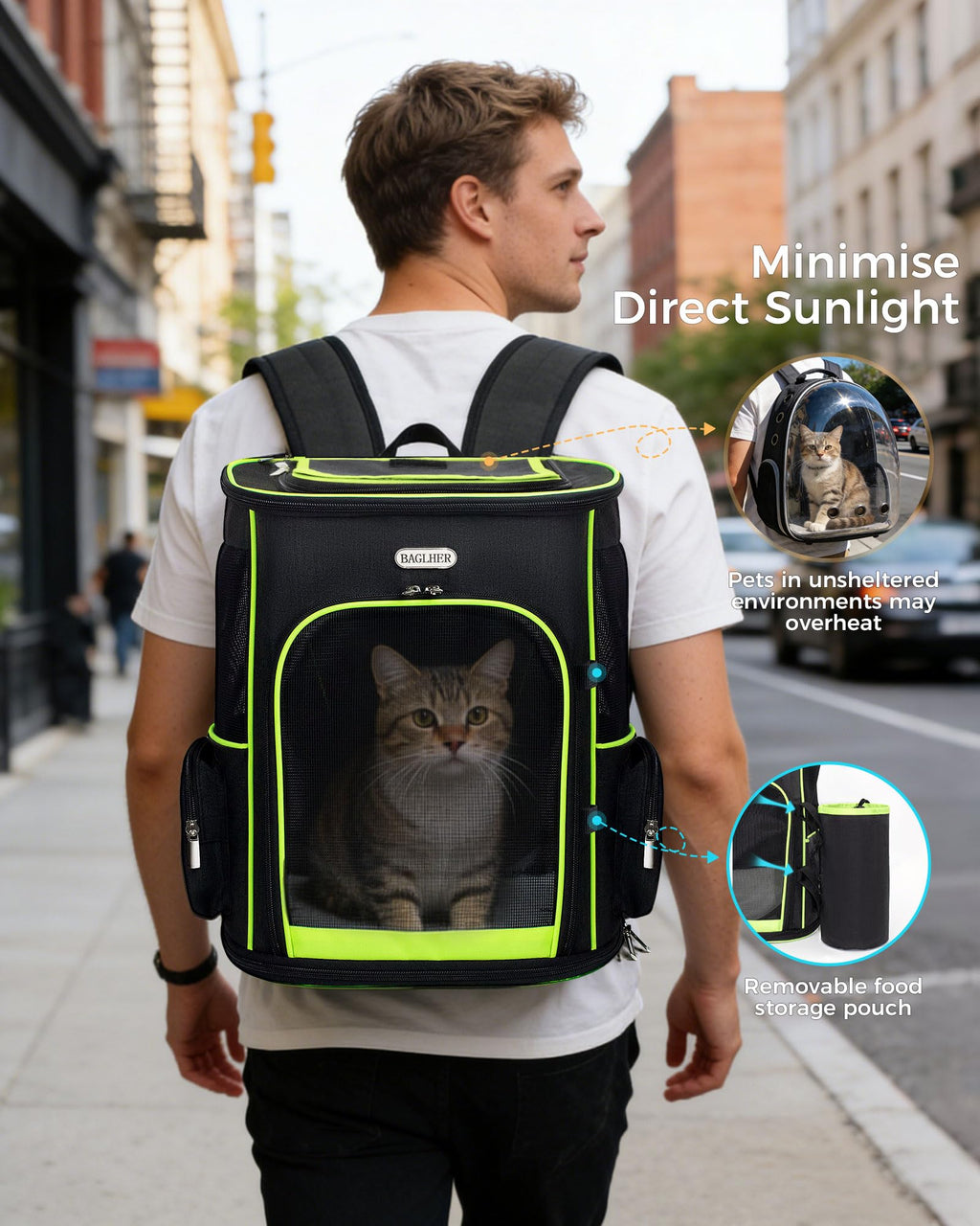 Expandable Cat Carrier Backpack with Breathable Mesh D870