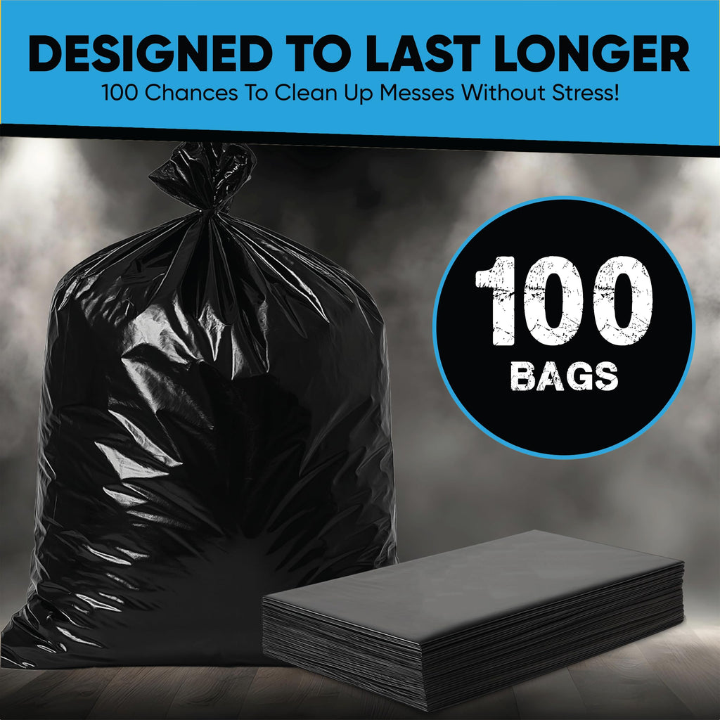 45 Gallon Heavy Duty Black Trash Bags 100 Count C1087