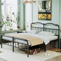 Queen Size Black Metal Platform Bed Frame with Headboard S3278
