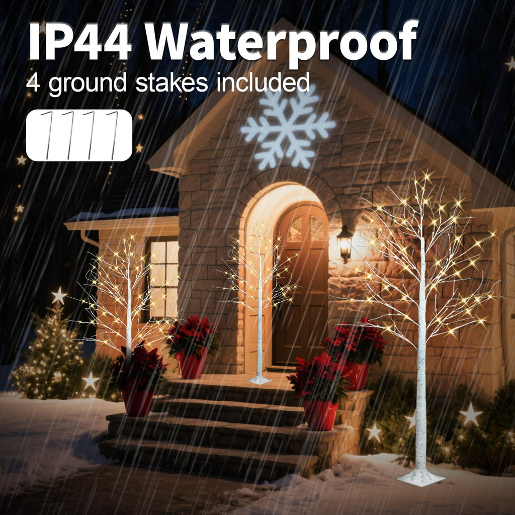 4FT 6FT 8FT Lighted Artificial Birch Tree Set of 3 G287