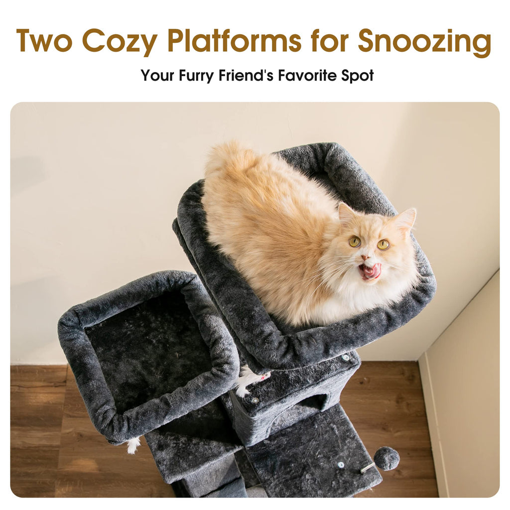 70.1-Inch Multi-Level Plush Cat Tree with Hammock R693115
