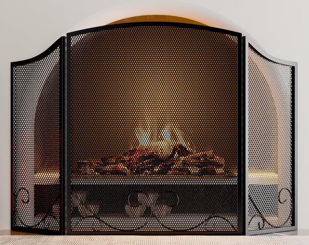Black Wrought Iron Fireplace Screen X478649