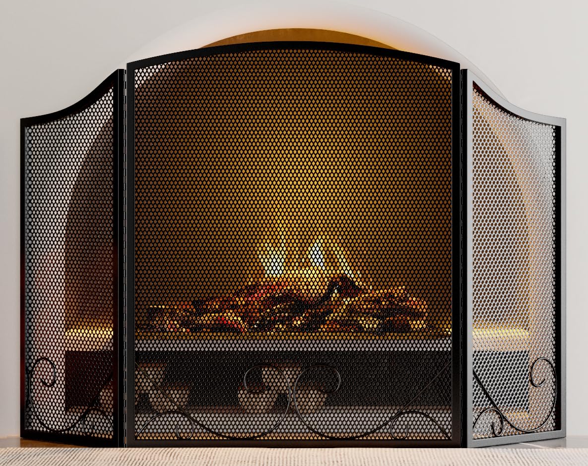 Black Wrought Iron Fireplace Screen X478649
