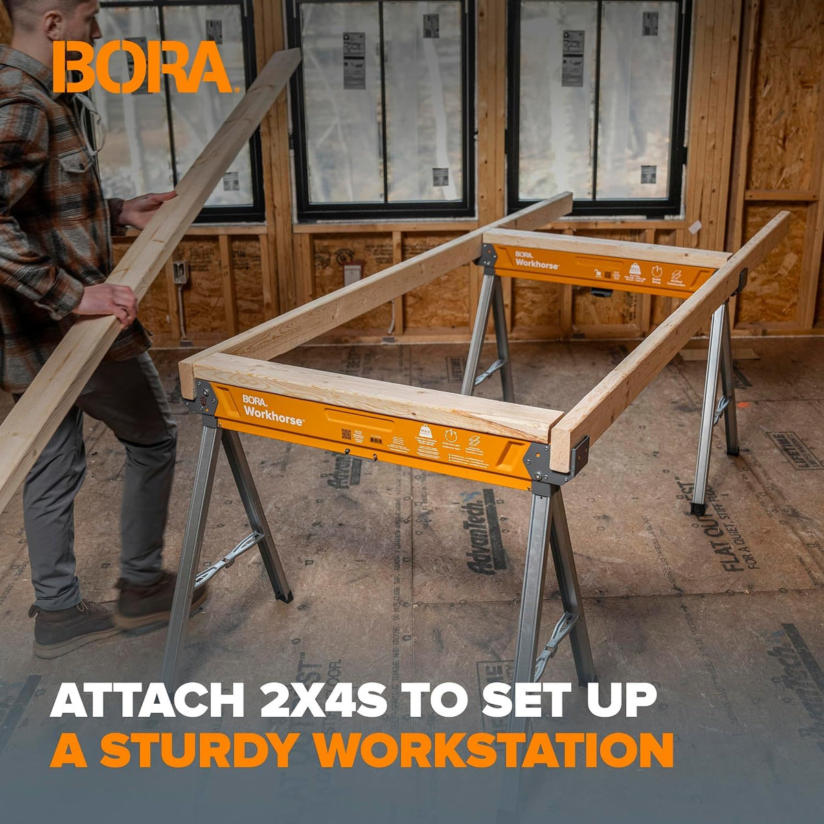 2 Pack Folding Heavy Duty Metal Sawhorse Z297232