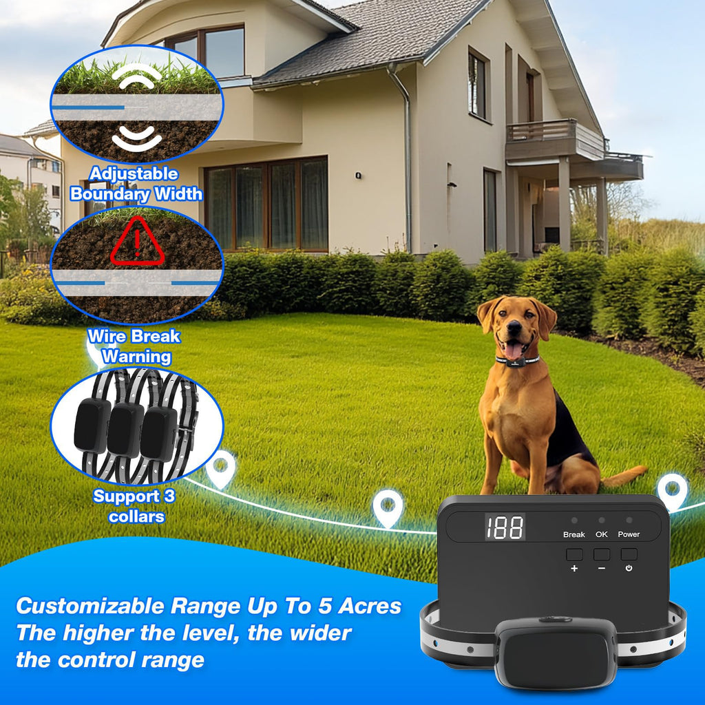 Electric Dog Fence Containment System with Waterproof Training Collar F5796