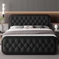 Full Size Upholstered Platform Bed Frame with Faux Leather Headboard I991