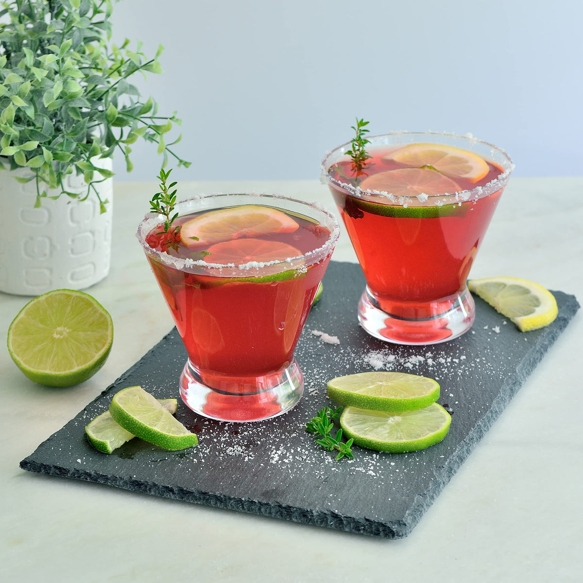 6 Pack 10 Ounce Shatterproof Stemless Martini Glasses A4008