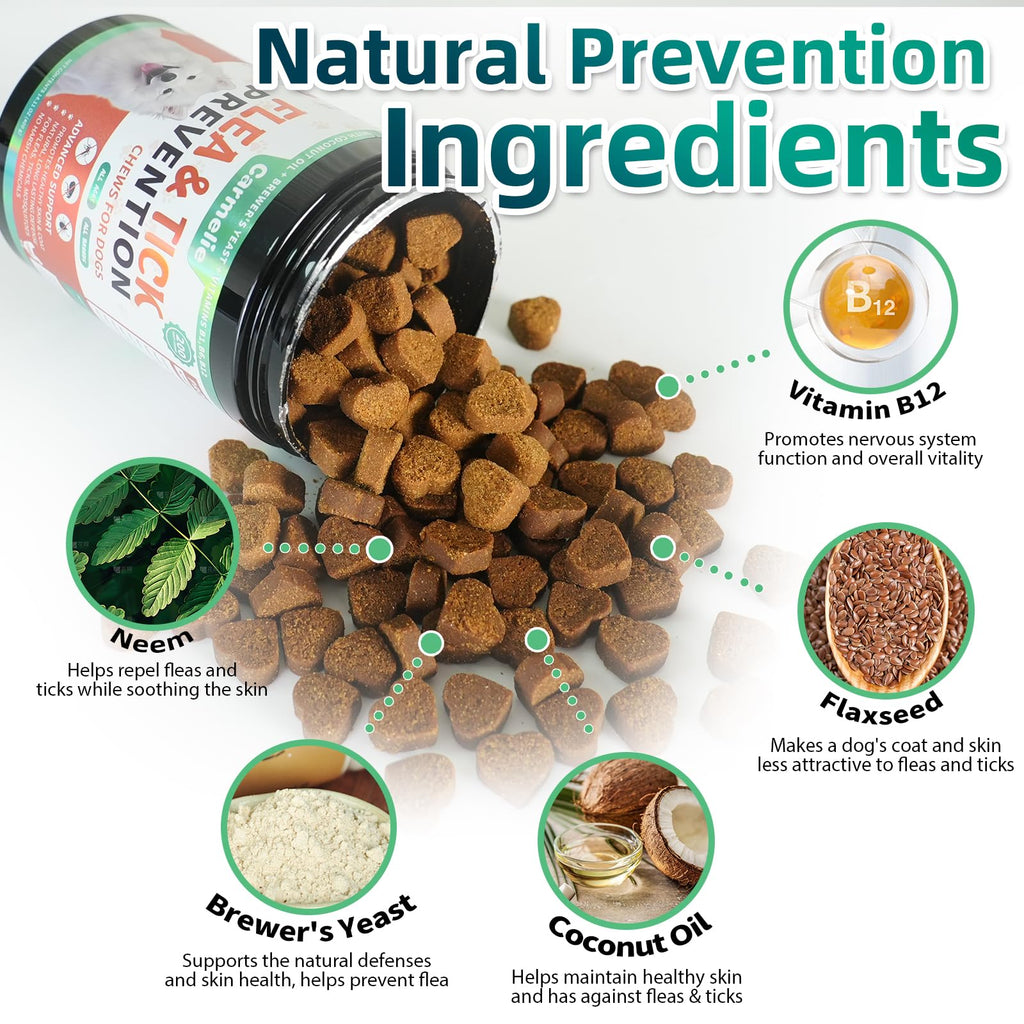 Flea and Tick Prevention for Dogs Chewables, 200 Soft Chews D76606