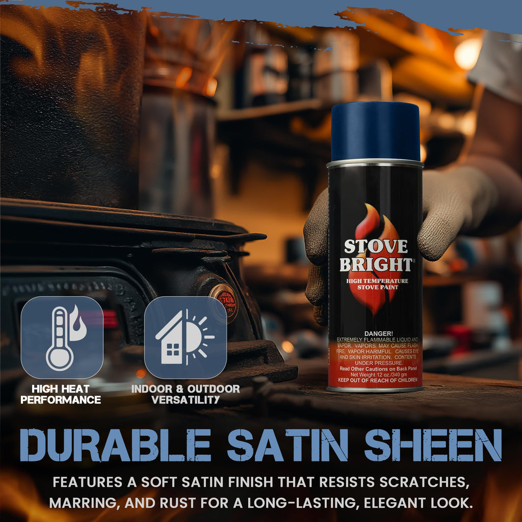High Temp Metallic Blue Satin Spray Paint 12 Oz Can A906