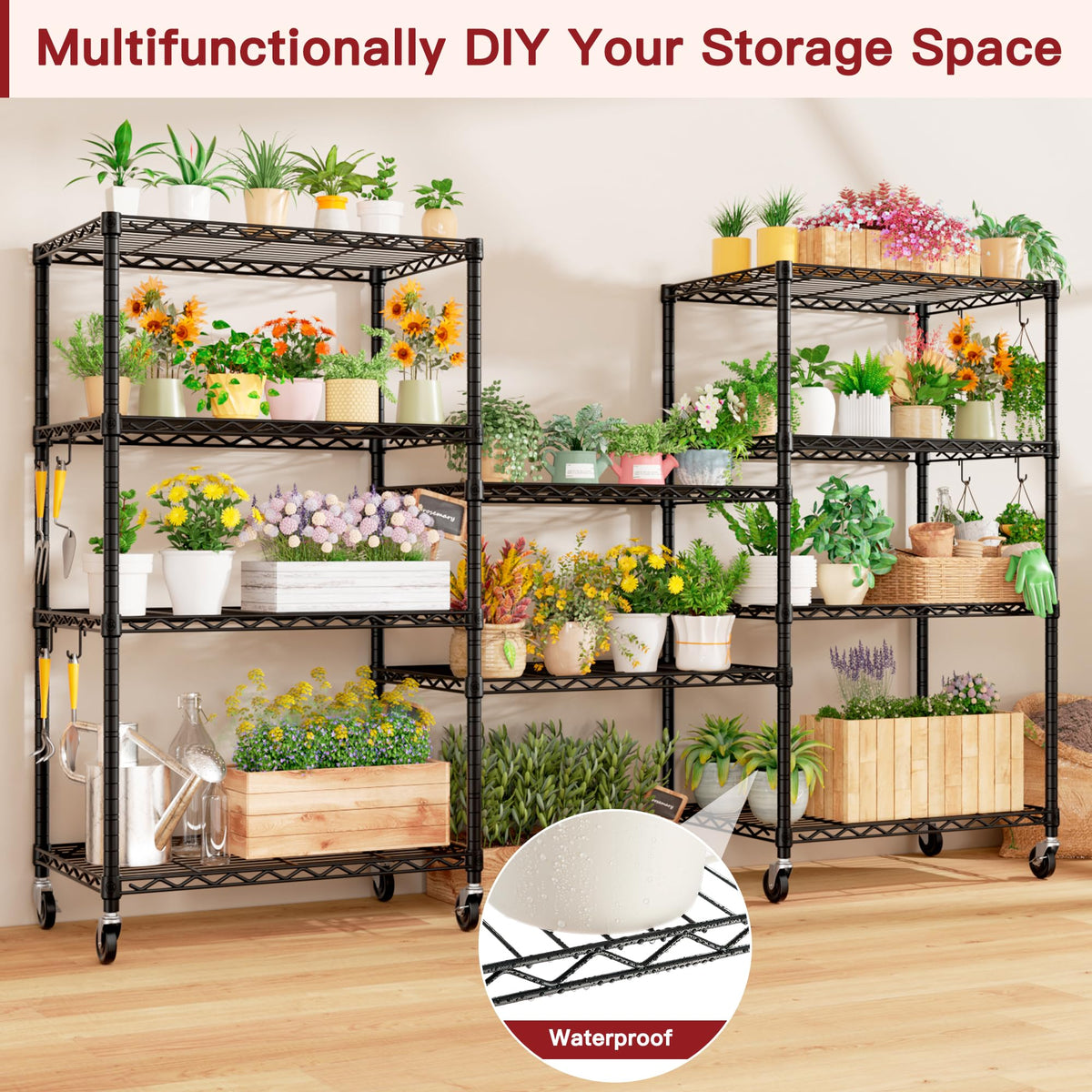 Wire Storage Rack with Wheels Metal Shelving E803197