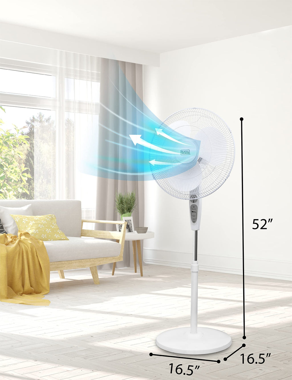 18-Inch Stand Fan with Remote and 3-Speed Settings, White S282